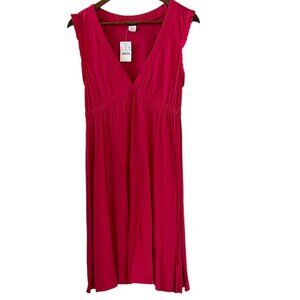 J. Crew NEW Sleeveless V Neck Knit Dress In Fuchsia Pink Size L